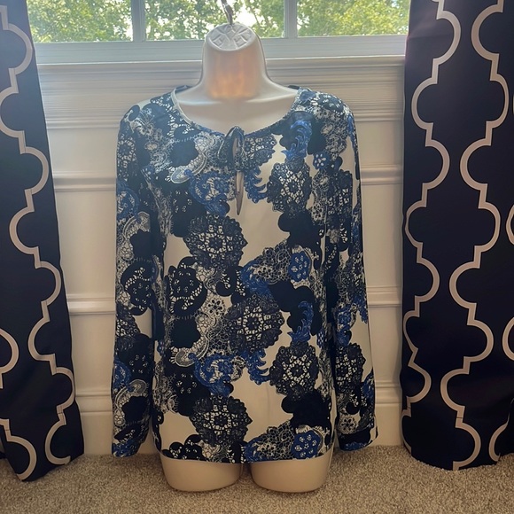 Cooper and Ella blue patterned long sleeve blouse - Picture 1 of 3
